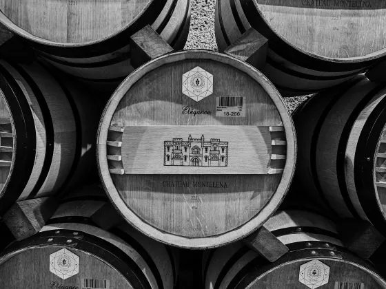 Stacks of wooden barrels