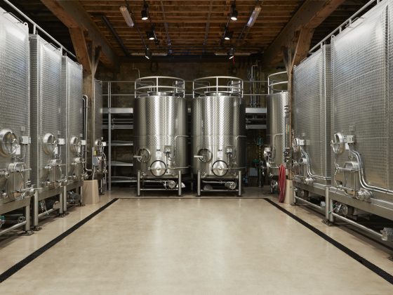 Stainless steel tanks in the cellar